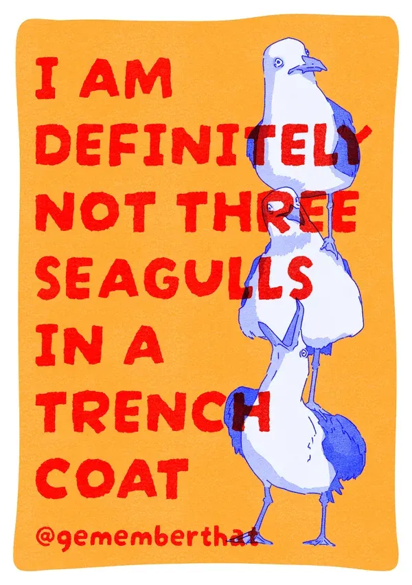 I am Definitely Not Three Seagulls in a Trench Coat